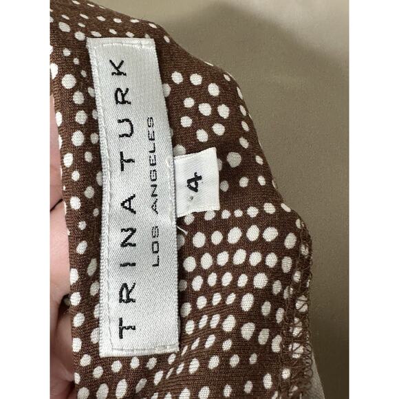 Trina Turk Women’s Brown Paisley Halter Neck Knit Sheath Dress Stretch Size 4 - Picture 4 of 5